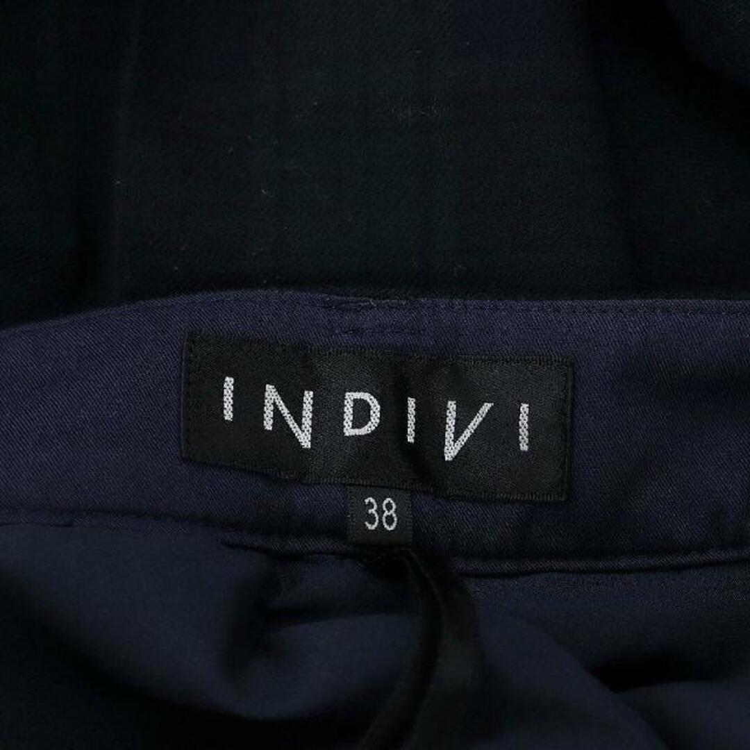 INDIVI(インディヴィ)のインディヴィ チェック テーパードパンツ ノータック 38 緑 紺 グリーン レディースのパンツ(その他)の商品写真