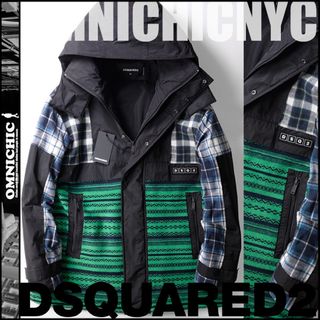 ディースクエアード(DSQUARED2)の新品25万DSQUARED2ディースクエアードパッチワーク中綿オーバーコート48(マウンテンパーカー)