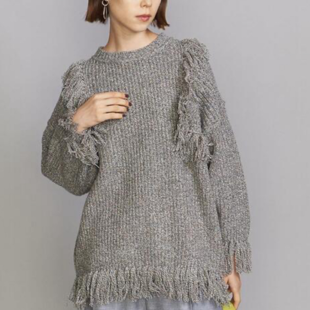 KiiRA(キーラ)のKiiRA　MIX FRINGE KNIT PO/グレー/F レディースのトップス(ニット/セーター)の商品写真