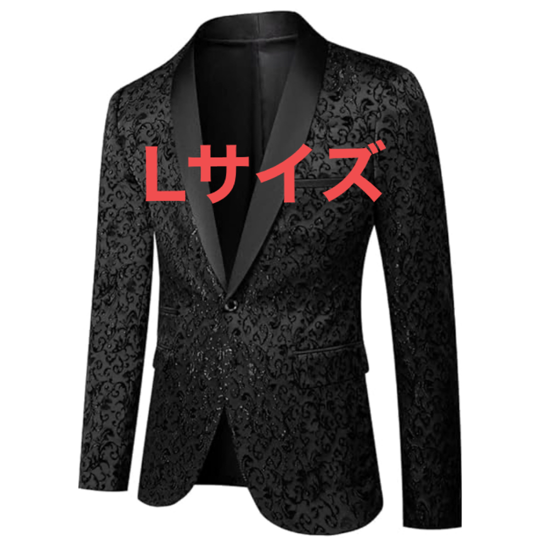 スーツ ツーピースメンズ 男性 ボタン1つ 刺繡 スリムフィット カジュアル メンズのジャケット/アウター(ノーカラージャケット)の商品写真