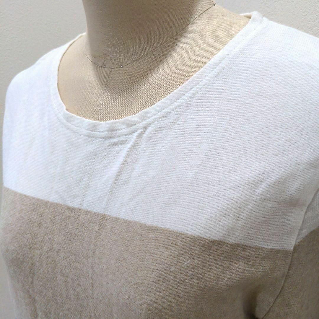 ivory court(アイボリーコート)のivory court ボーダー カットソー トップス 長柄 レディース L レディースのトップス(Tシャツ(長袖/七分))の商品写真