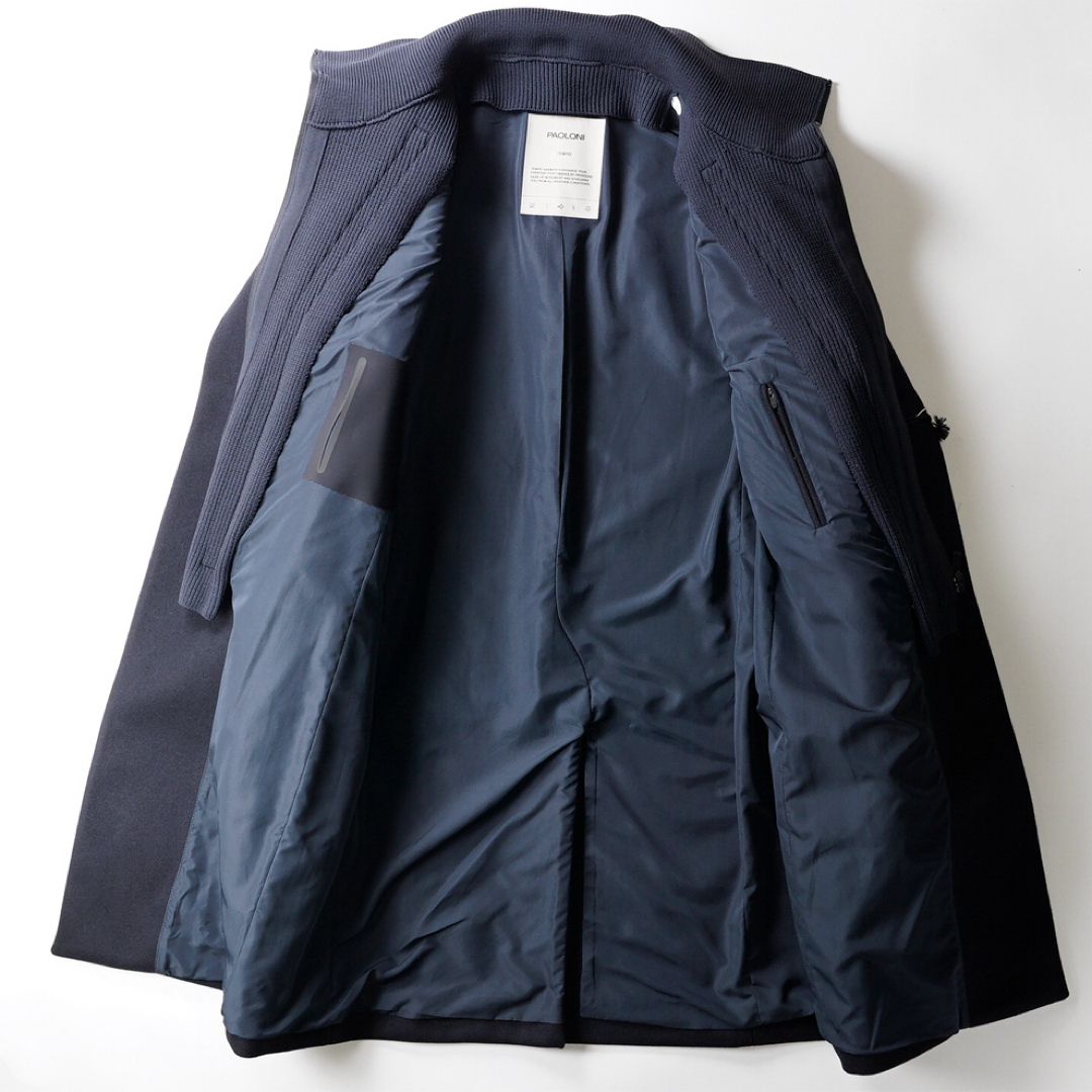 LARDINI(ラルディーニ)のPAOLONIパオローニ 撥水 防風ニットレイヤードウールチェスターコート50 メンズのジャケット/アウター(チェスターコート)の商品写真