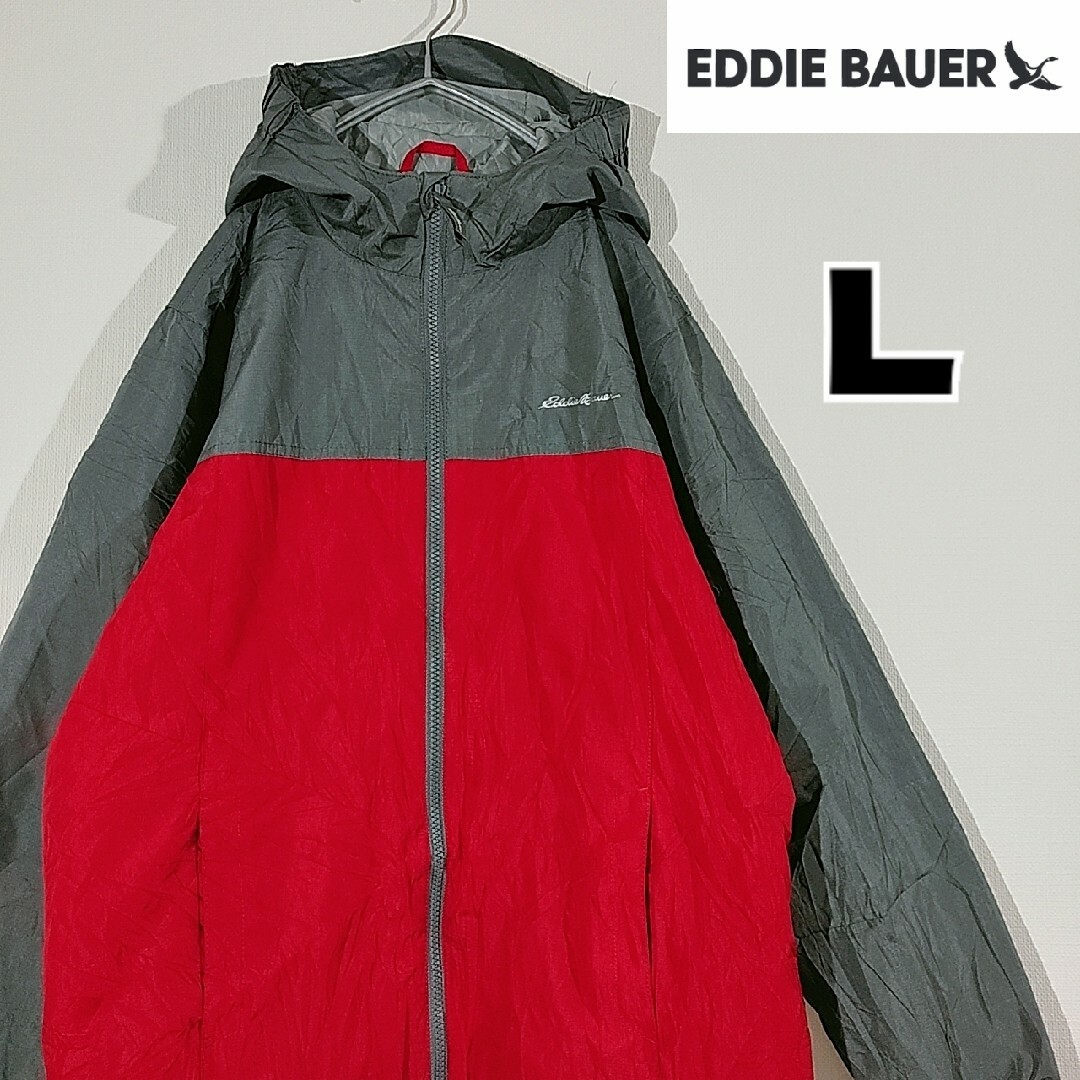 Eddie Bauer(エディーバウアー)のエディーバウアー　フルジップ　ナイロンジャケット　赤　Lサイズ　US古着　キッズ キッズ/ベビー/マタニティのキッズ服男の子用(90cm~)(ジャケット/上着)の商品写真