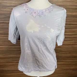 mocka genie️️⭐️ L Lサイズ 花柄 Tシャツ 薄紫 レーヨン(Tシャツ(半袖/袖なし))