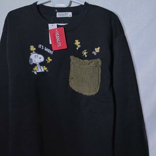 ピーナッツ(PEANUTS)の新品 トレーナー XL スヌーピー ウッドストック 胸ポケ スウェット 裏起毛(スウェット)