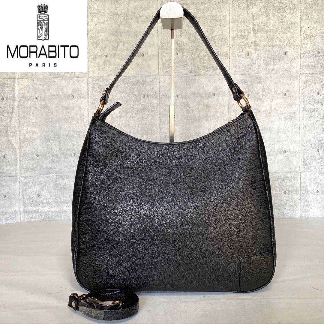 MORABITO - 【美品】MORABITO BLACK レザー A4 2WAYショルダーバッグの