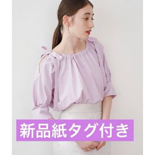 ストラ(Stola.)のストラ新品紙タグ付き★衿ギャザー肩スリットブラウス UVカット接触冷感撥水泉里香(シャツ/ブラウス(長袖/七分))