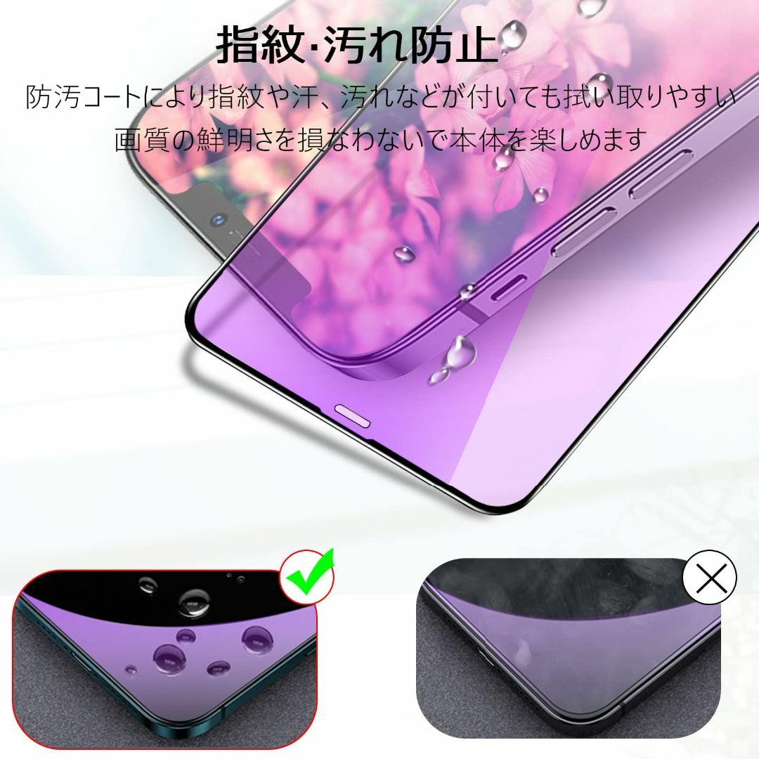 【ブルーライトカット】iPhone14Pro ガラスフィルム ブルーライト (2 スマホ/家電/カメラのスマホアクセサリー(その他)の商品写真