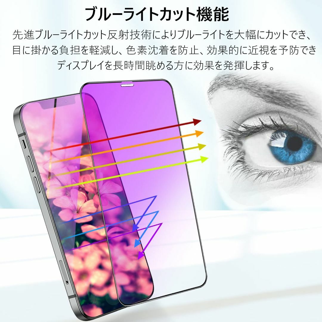 【ブルーライトカット】iPhone14Pro ガラスフィルム ブルーライト (2 スマホ/家電/カメラのスマホアクセサリー(その他)の商品写真
