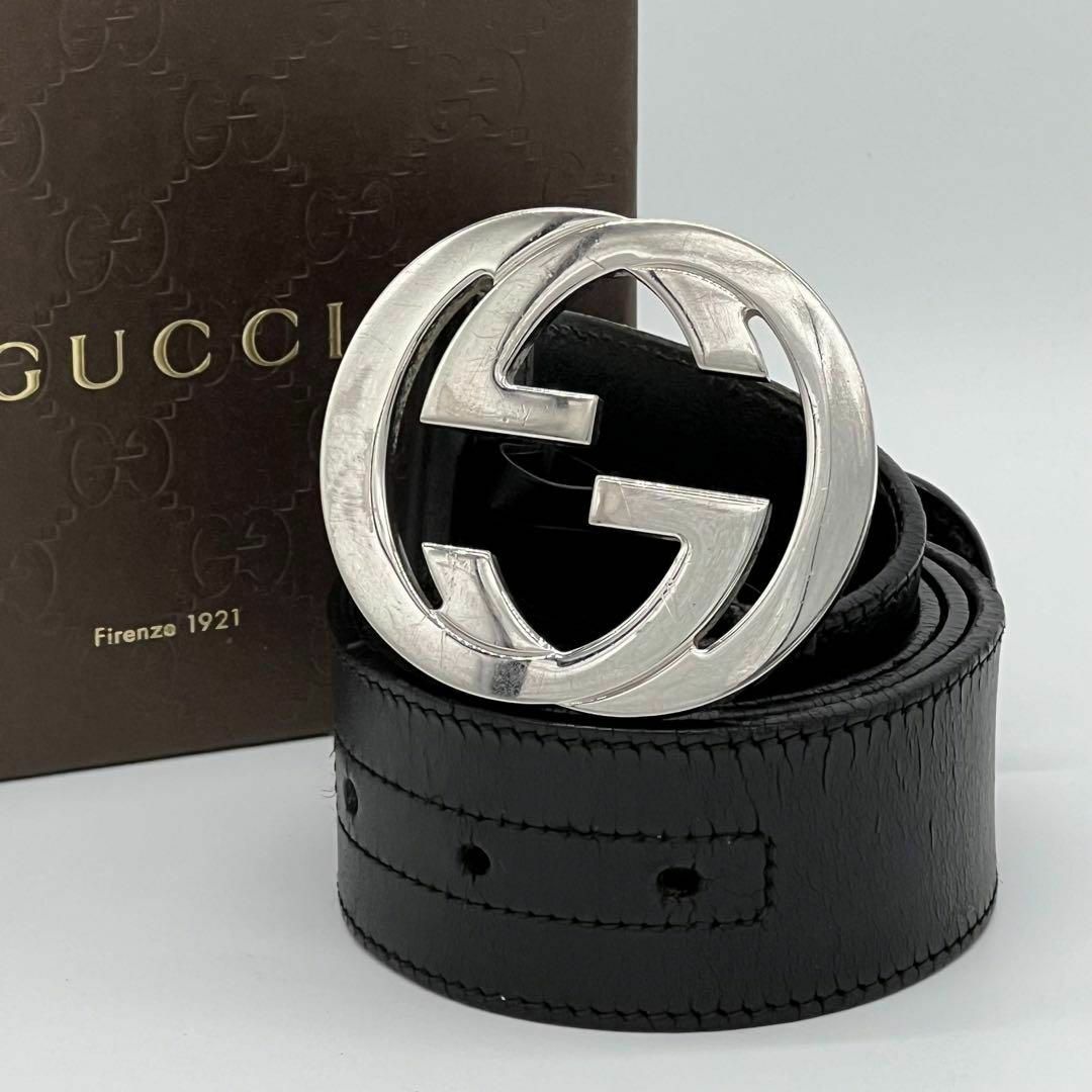 Gucci - ✨良品✨GUCCI インターロッキング ベルト シルバー ブラック