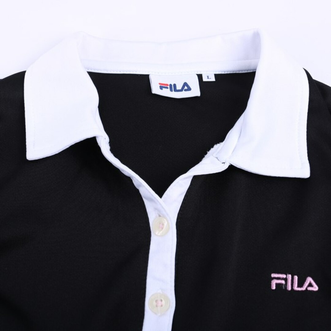 FILA(フィラ)のフィラ ポロシャツ 半袖 メッシュ スポーツウエア トップス レディース Lサイズ ブラック FILA レディースのトップス(ポロシャツ)の商品写真