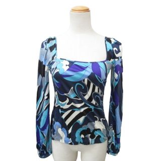 エミリオプッチ(EMILIO PUCCI)のエミリオプッチ 美品 カットソー 総柄 シルク100% 長袖 I 38 約XS(カットソー(長袖/七分))