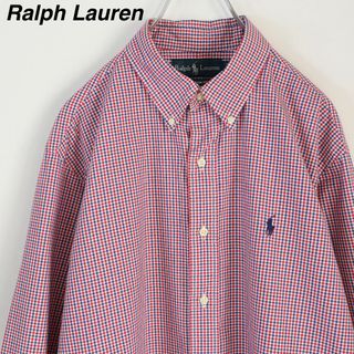 ラルフローレン(Ralph Lauren)の【ギンガムチェック柄】ラルフローレン／チェックシャツ　刺繍ロゴ　Lサイズ　赤青白(シャツ)