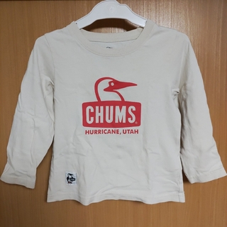 チャムス(CHUMS)のチャムスKIDS長袖Tシャツ白赤Mサイズ100cm110cm115cmキッズ子供(Tシャツ/カットソー)