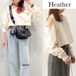 ヘザー(heather)のヘザー 肩 デザイン ショート スウェット トレーナー(トレーナー/スウェット)