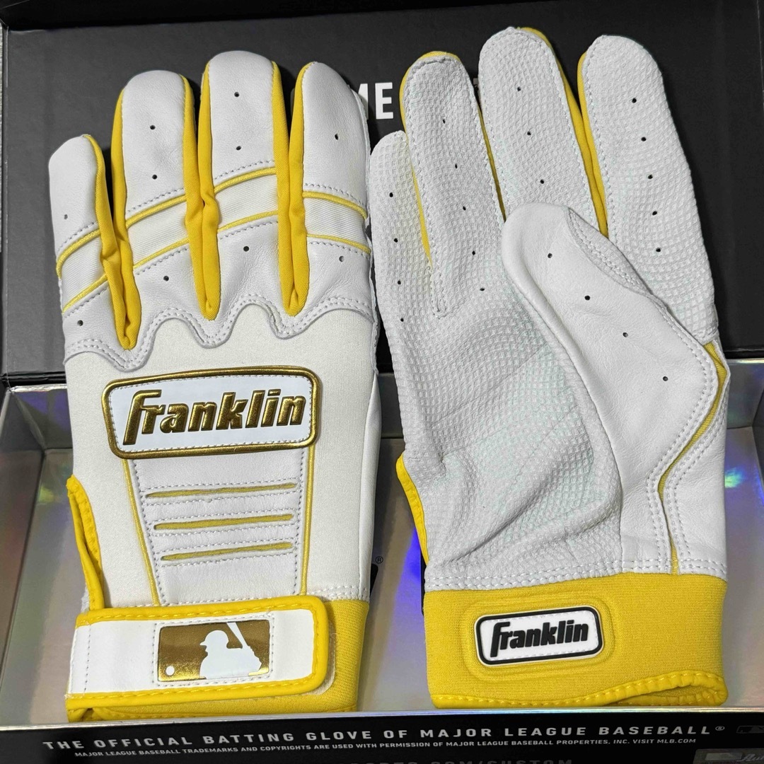 FRANKLYN(フランクリン)のFranklin Custom CFX Pro 白×イエロー Mサイズ バッテ スポーツ/アウトドアの野球(グローブ)の商品写真