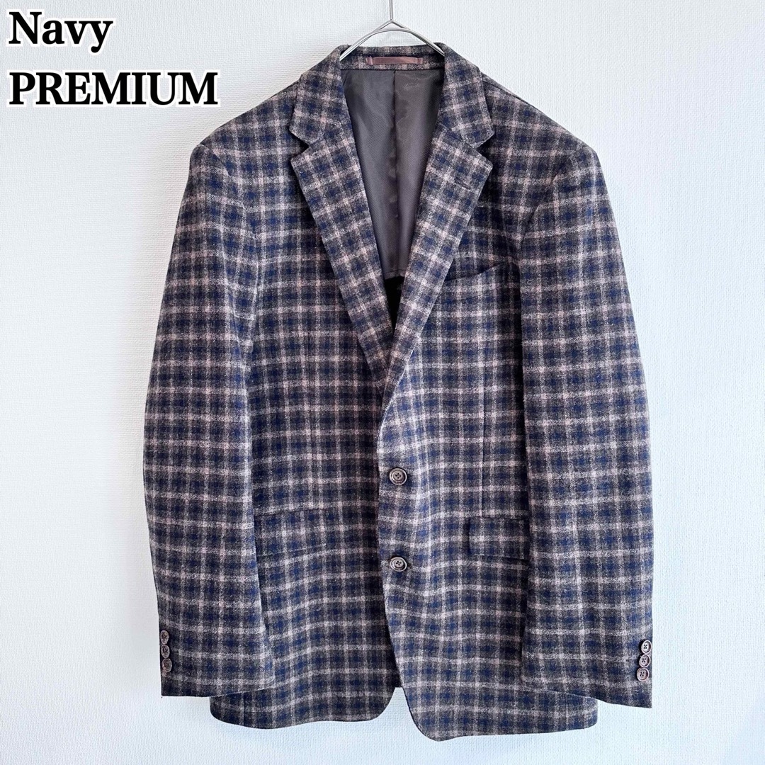 Navy PREMIUM テーラードジャケット XL 大きいサイズ チェック柄 | フリマアプリ ラクマ