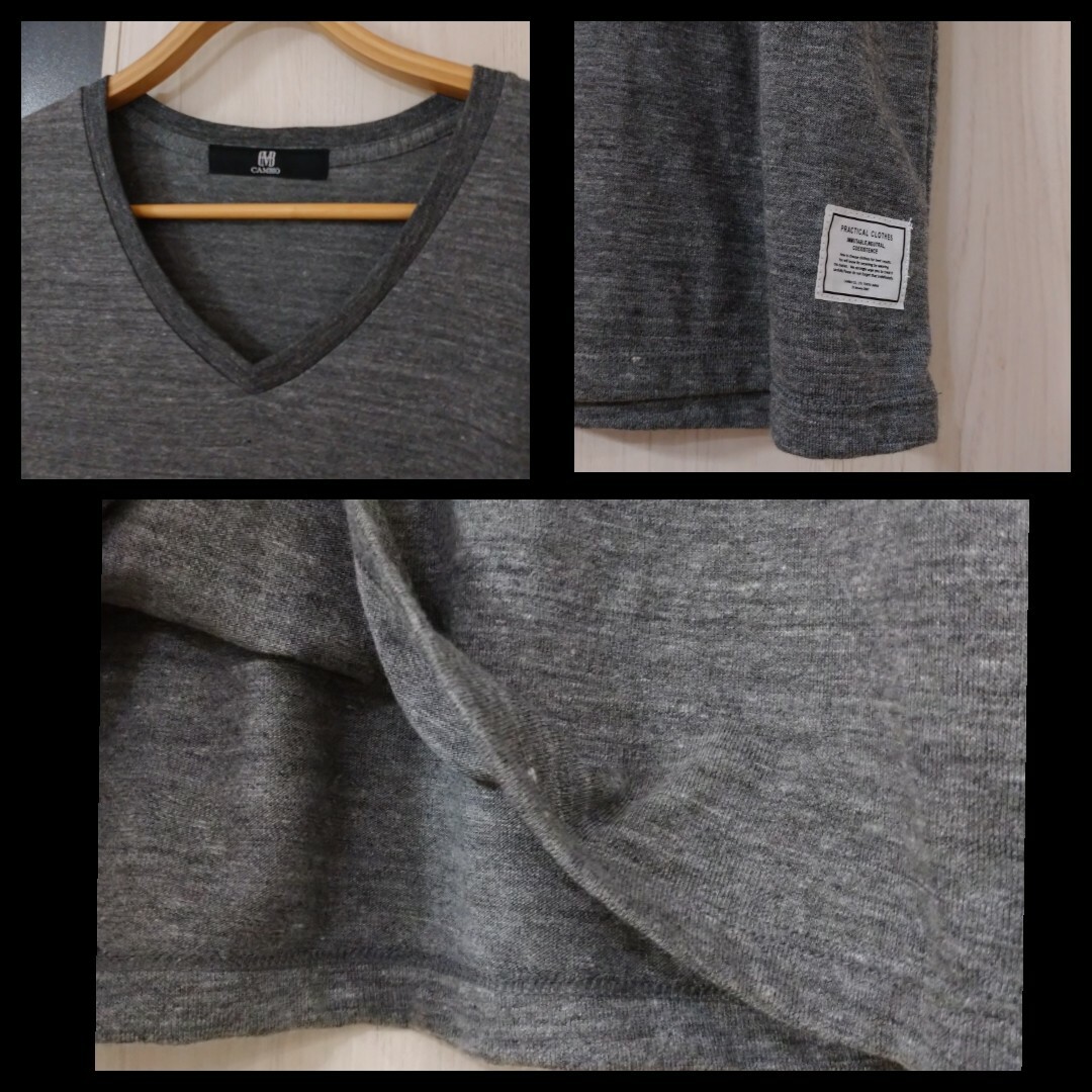 Cambio(カンビオ)のカンビオV首カットソーチャコール メンズのトップス(Tシャツ/カットソー(半袖/袖なし))の商品写真