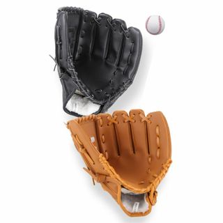 PLUSGOODS キャッチボールセット大人用 グローブ2つ 野球ボール付き カ(グローブ)