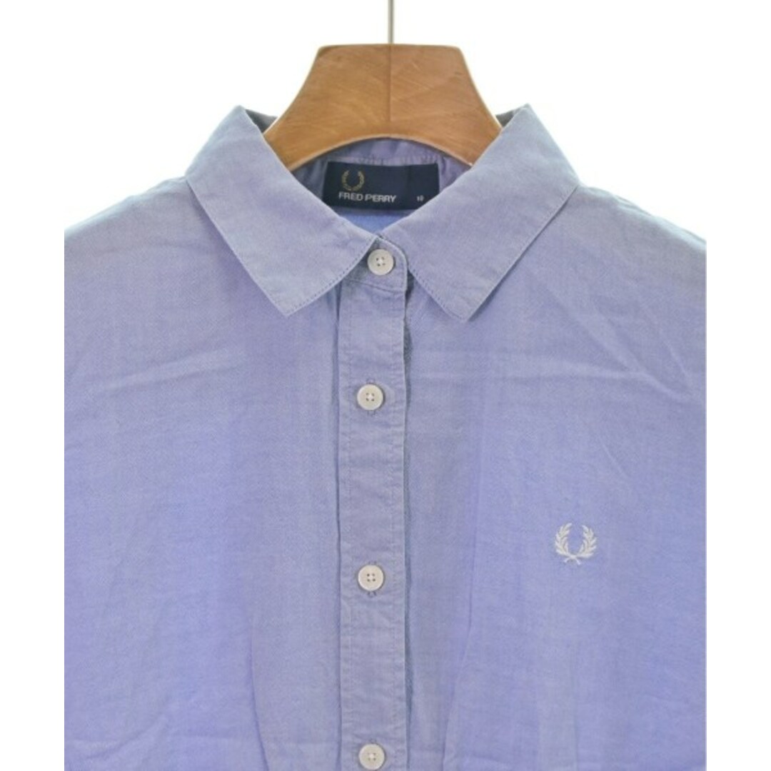 FRED PERRY(フレッドペリー)のFRED PERRY フレッドペリー カジュアルシャツ 10(M位) 青 【古着】【中古】 レディースのトップス(シャツ/ブラウス(長袖/七分))の商品写真