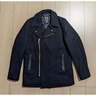 32 美品 SCHOTT ライダースコート ライダースピーコート 769 黒(ピーコート)