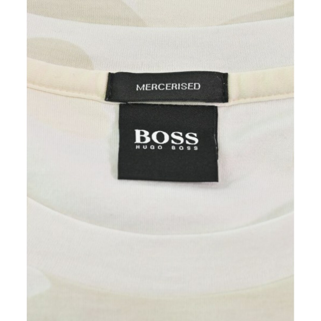 HUGO BOSS(ヒューゴボス)のHUGO BOSS ヒューゴボス Tシャツ・カットソー S 白xベージュ(総柄) 【古着】【中古】 メンズのトップス(Tシャツ/カットソー(半袖/袖なし))の商品写真