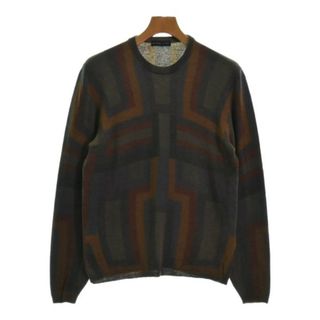 エトロ(ETRO)のETRO エトロ ニット・セーター M カーキxグレーx茶等(総柄) 【古着】【中古】(ニット/セーター)