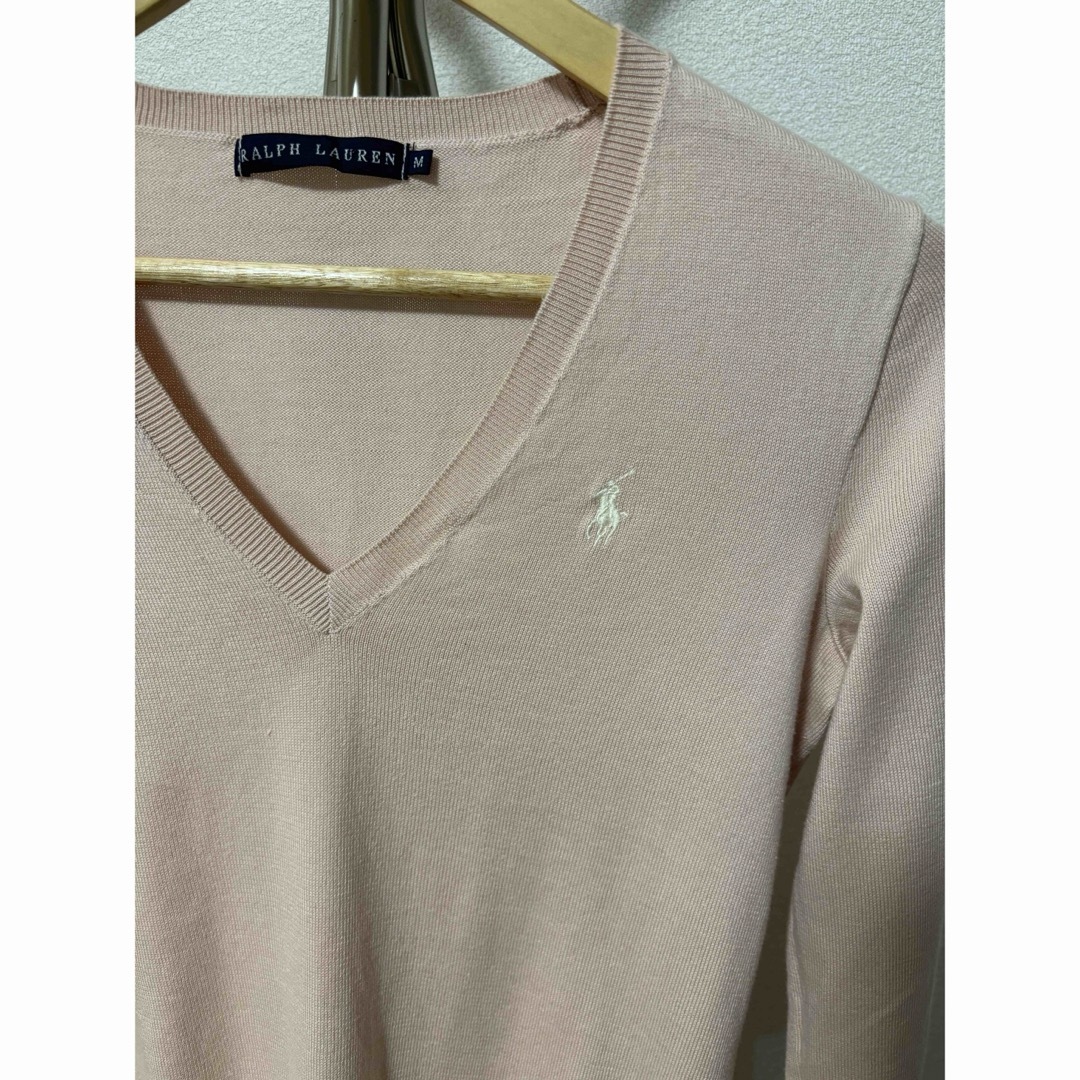 POLO RALPH LAUREN(ポロラルフローレン)のRalphLauren ラルフローレン　Vネックコットンニット　M レディースのトップス(ニット/セーター)の商品写真