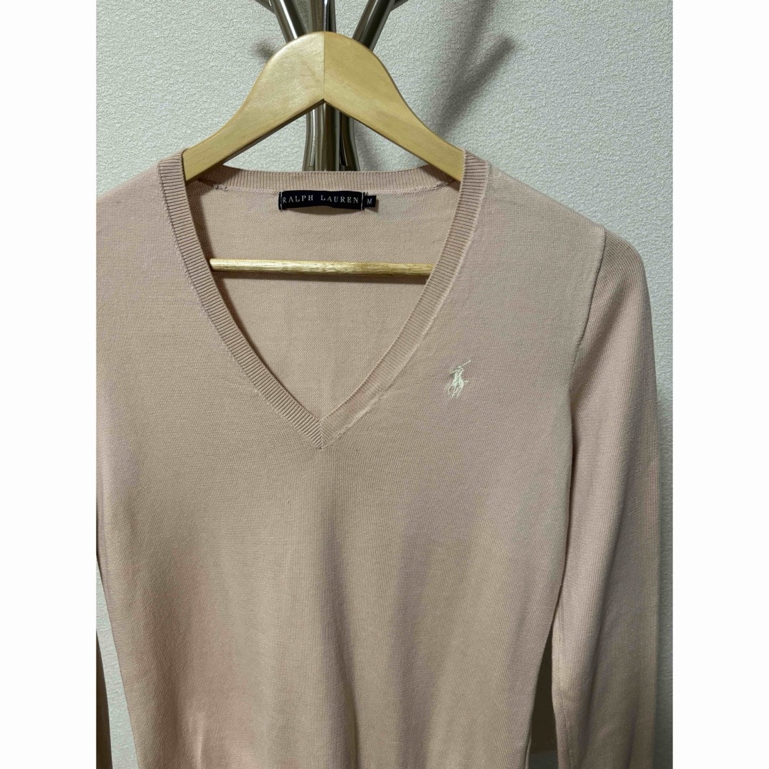 POLO RALPH LAUREN(ポロラルフローレン)のRalphLauren ラルフローレン　Vネックコットンニット　M レディースのトップス(ニット/セーター)の商品写真