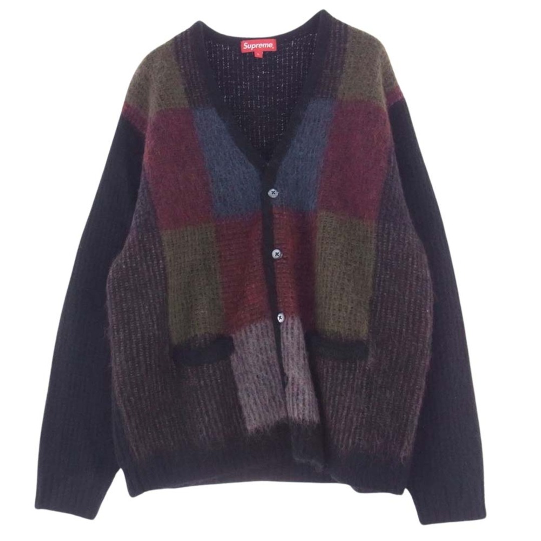 Supreme(シュプリーム)のSupreme シュプリーム カーディガン Brushed Grid Cardigan ブラッシュド グリッド セーター マルチカラー系 L【中古】 メンズのトップス(カーディガン)の商品写真