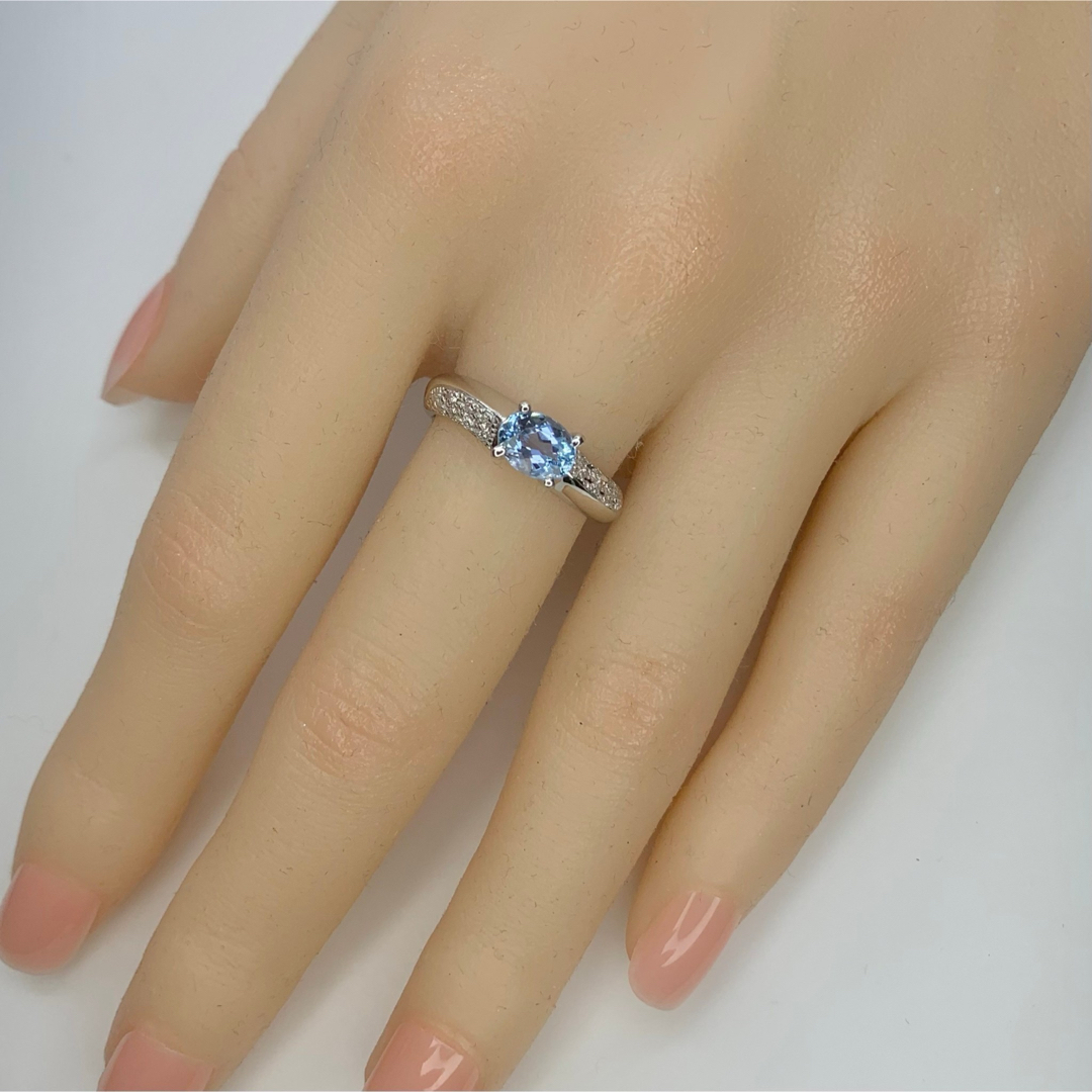 pt900 アクアマリンダイヤモンドリング 計0.88ct 11.5号 レディースのアクセサリー(リング(指輪))の商品写真