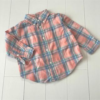 ラルフローレン(Ralph Lauren)のラルフローレン  チェックシャツ  くすみオレンジ  80cm(シャツ/カットソー)