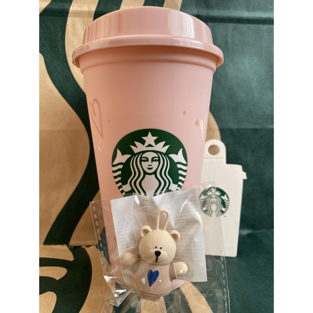 Starbucks Coffee(スターバックスコーヒー)のバレンタイン2024リユーザブルカップ専用ドリンクホールキャップベアリスタ　２個 インテリア/住まい/日用品のキッチン/食器(タンブラー)の商品写真