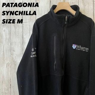 パタゴニア(patagonia)のアメリカ古着PATAGONIAパタゴニア　カレッジ刺繍ロゴシンチラフリース　M黒(ブルゾン)