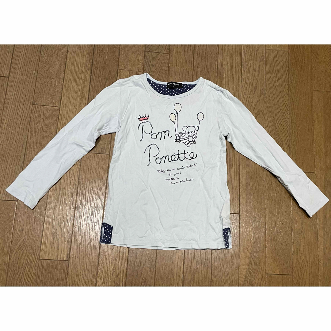 pom ponette(ポンポネット)のポンポネット　ミント柄　ロンT 140 チュニック丈　長袖　カットソー キッズ/ベビー/マタニティのキッズ服女の子用(90cm~)(Tシャツ/カットソー)の商品写真