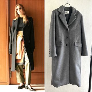 マウジー(moussy)のMOUSSY ウール チェスター ロングコート グレー サイズ2 M/L 中古(ロングコート)