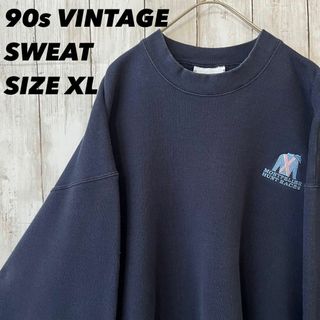 リー(Lee)の90sヴィンテージ古着Lee ゆるだぼオーバーサイズ刺繍ロゴスエットトレーナー紺(スウェット)