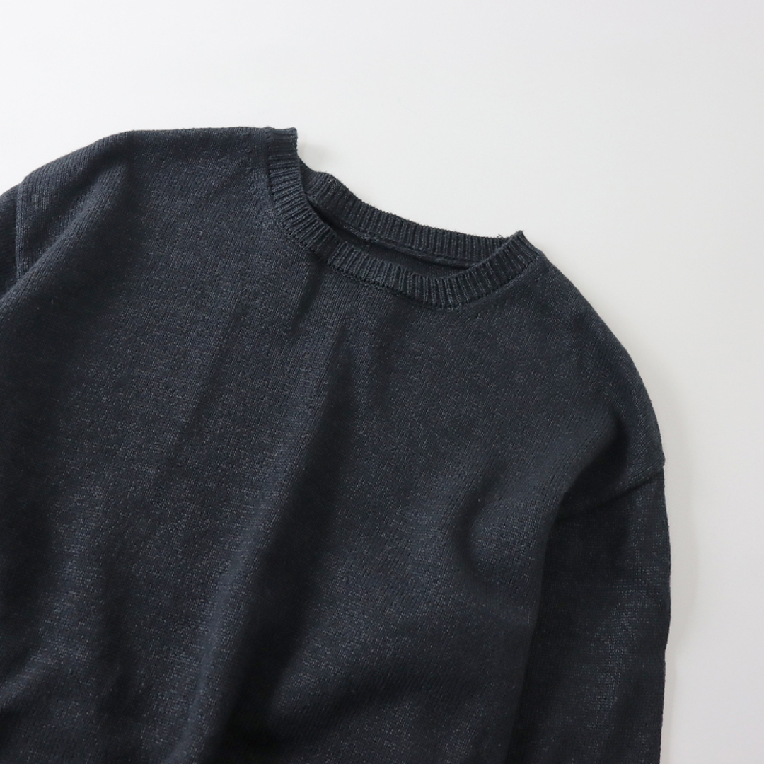 nanamica(ナナミカ)の2021SS ナナミカ nanamca 7G Crew Neck Sweater 和紙 コットン 混紡 クルーネック セーター S/ブラック プルオーバー【2400013690003】 メンズのトップス(ニット/セーター)の商品写真