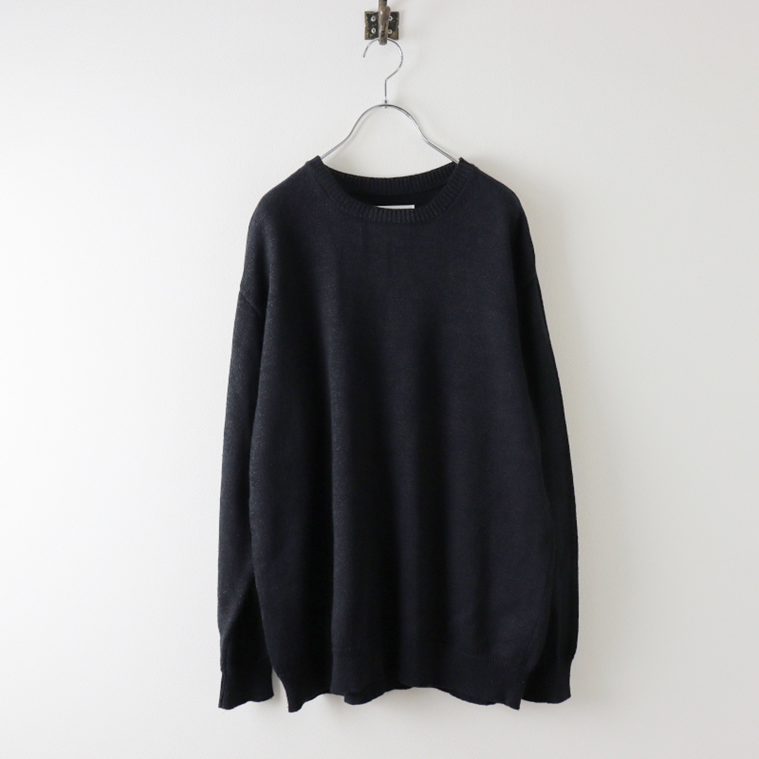 nanamica(ナナミカ)の2021SS ナナミカ nanamca 7G Crew Neck Sweater 和紙 コットン 混紡 クルーネック セーター S/ブラック プルオーバー【2400013690003】 メンズのトップス(ニット/セーター)の商品写真