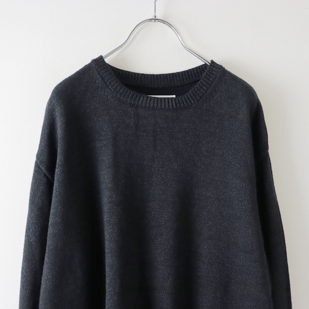 nanamica(ナナミカ)の2021SS ナナミカ nanamca 7G Crew Neck Sweater 和紙 コットン 混紡 クルーネック セーター S/ブラック プルオーバー【2400013690003】 メンズのトップス(ニット/セーター)の商品写真