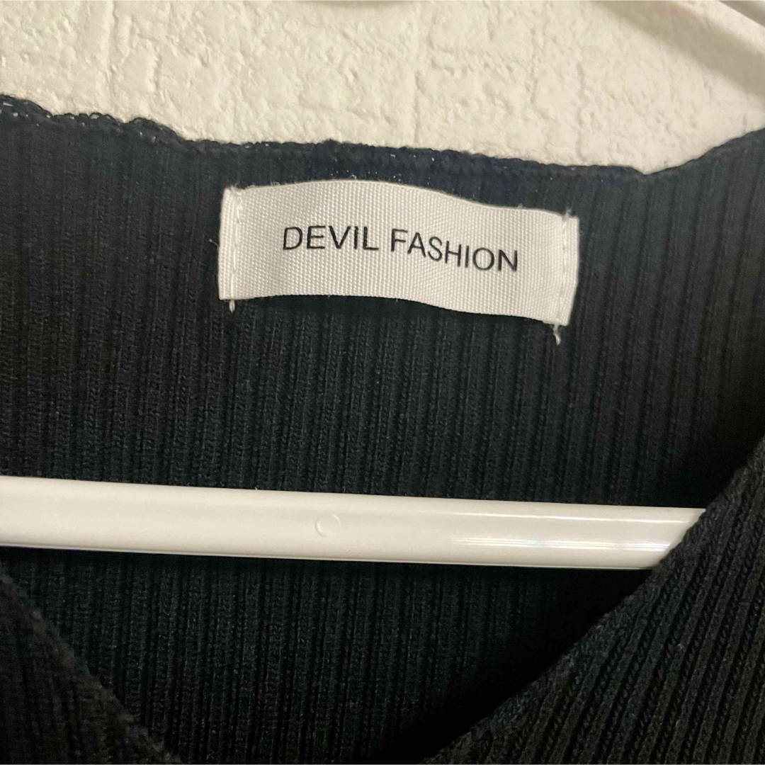 値下げ‼️DEVIL FASHION トップス　サマーニット　ブラック　韓国 レディースのトップス(ニット/セーター)の商品写真