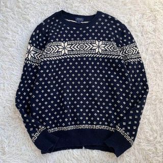 ポロラルフローレン(POLO RALPH LAUREN)の【美品】ポロ ラルフローレン　リネン混 ニット セーター　スノー柄&バーズアイ(ニット/セーター)