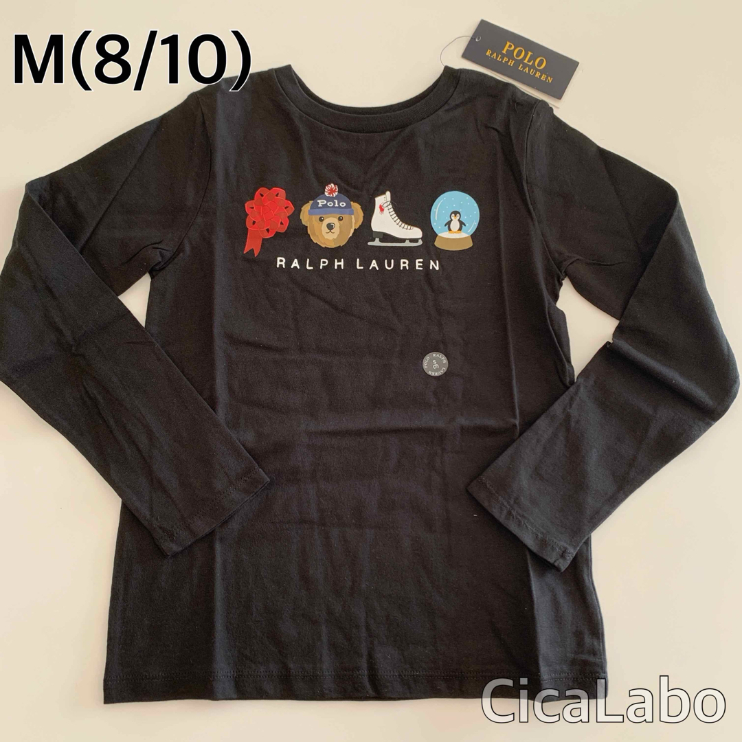 Ralph Lauren(ラルフローレン)の【新品】ラルフローレン ポロベア Tシャツ ロンT ブラック M(8/10) キッズ/ベビー/マタニティのキッズ服女の子用(90cm~)(Tシャツ/カットソー)の商品写真