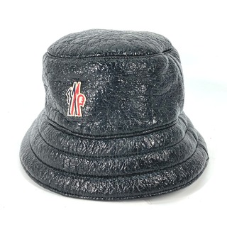 モンクレール(MONCLER)のモンクレール MONCLER ロゴ ハット帽 帽子 バケットハット ボブハット ハット ウール ブラック 美品(ハット)