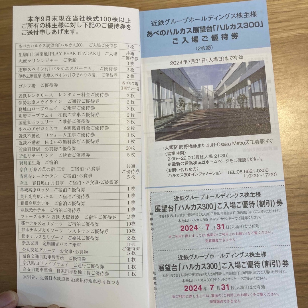 近鉄　株主様ご優待券　1冊 チケットの優待券/割引券(その他)の商品写真