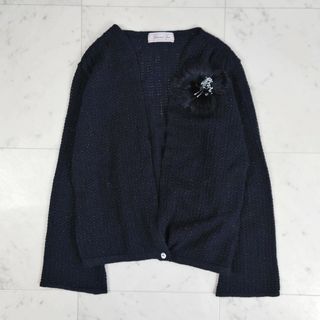 スピックアンドスパン(Spick & Span)の美品♪ スピックアンドスパン コサージュ ラメ アンゴラ カシミヤ カーディガン(カーディガン)