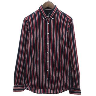 トミーヒルフィガー(TOMMY HILFIGER)のトミーヒルフィガー ボタンダウン シャツ ストライプ 長袖 紺 ネイビー系 S(シャツ)