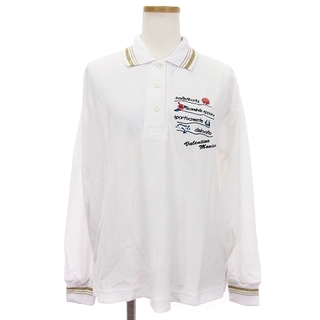 アザー(other)のVALENTINO MONICA ポロシャツ 長袖 レタリング刺繍 ホワイト M(ポロシャツ)