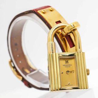 エルメス(Hermes)の《訳あり》HERMES ケリー 腕時計 ゴールド レザー カデナ レッド q(腕時計)