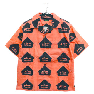 A FEW GOOD KIDS アフュー グッド キッズ HOUSE LOGO SHIRT ハウスロゴ総柄半袖シャツ ピンク(シャツ)